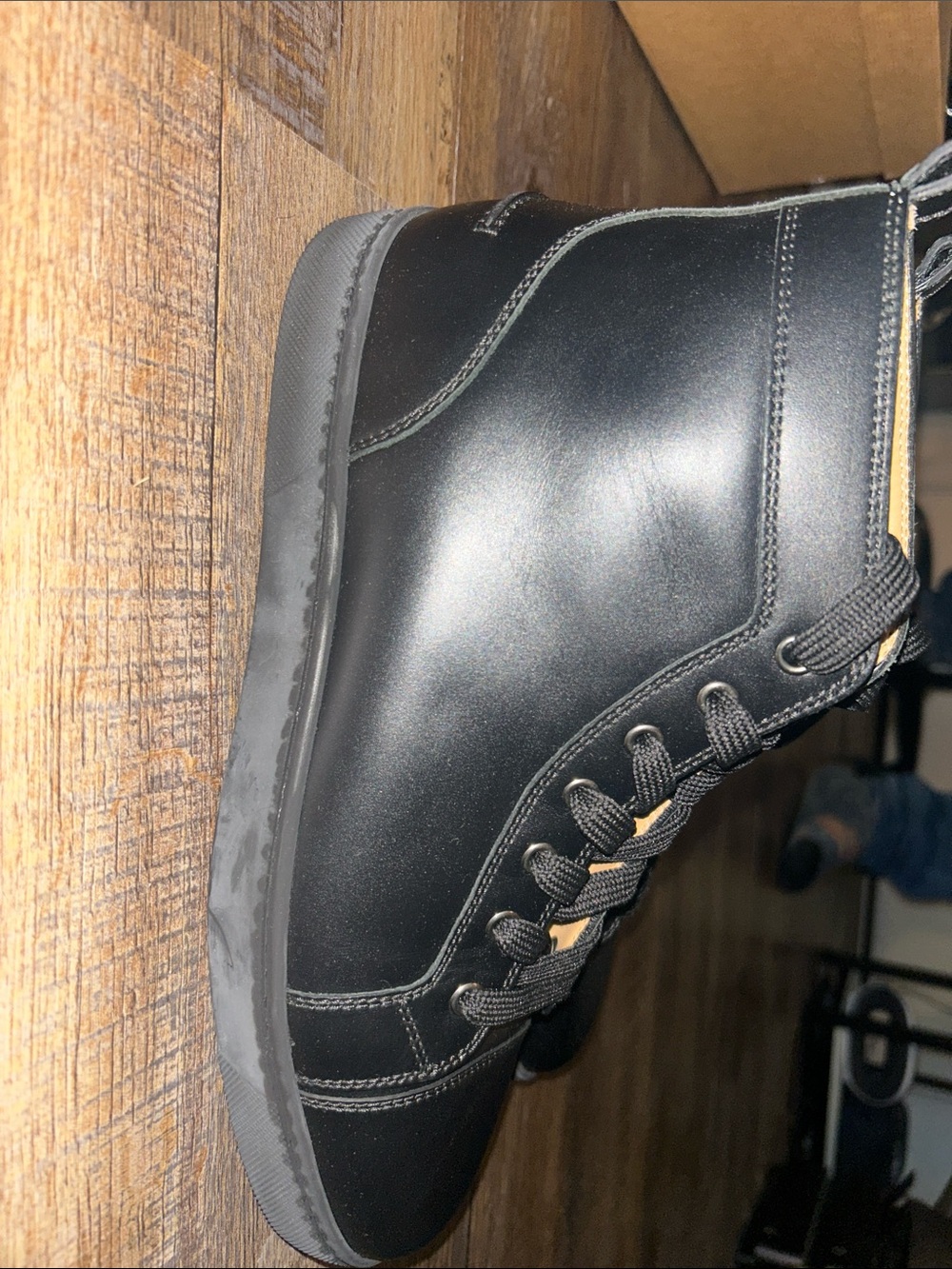 Christian Louboutin Men's Black Leather Lace-Up Boot